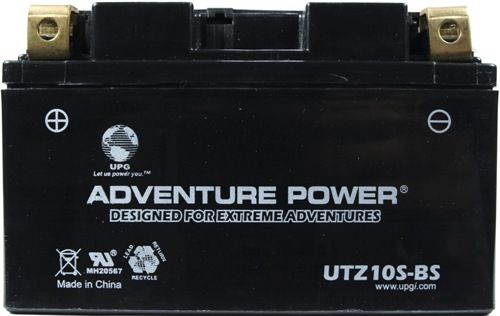 UPG Universal Power Group UTZ10S-BS Adventure Power Lead Acid Dry Charge AGM Battery, 12 Volts, 8.6 Ah Nominal Capacity (10H-R), 2.6A Recommended Maximum Charging Current Limit, 14.8VDC/Unit Average al 25C Equalization and Cycle Service, K Terminal, Specially designed as a high-performance battery used for motorcycles, UPC 806593430190 (UTZ10SBS UTZ10S BS UTZ-10S-BS)