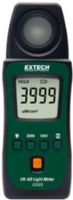 Extech UV505 Pocket UV-AB Light Meter, Measure UV-AB Light from Natural and Artificial Light Sources; Sensor wavelength range 290 to 390nm; UV sensor with cosine correction measures irradiance from UV-AB light sources up to 40.00 mW/cm2; Backlit LCD for easy viewing; Zero function; Data Hold freezes current reading on display; Tripod mount (optional TR100 Tripod sold separately); UPC: 793950215050 (EXTECHUV505 EXTECH UV505 LIGHT METER) 