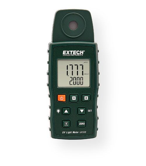 Extech UV510-NIST Ultraviolet-A Light Meter with NIST Calibration; Sensor wavelength range 320 to 390nm; NIST Calibration; Auto power off with disable; Dimensions 5.5 x 2.3 x 1.0 inches; Weight 0.35 lbs; UPC 793950215111 (EXTECHUV510NIST UV510NIST UV510/NIST TELECOMMUNICATIONS ENGINEERING RESEARCH INVESTIGATION)