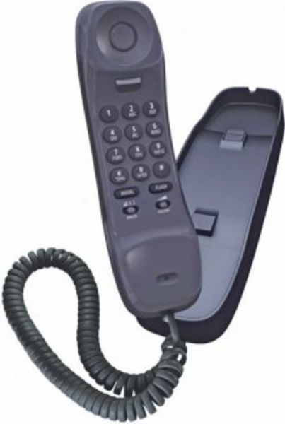 Uniden 1100BK Black Slimline Corded Phone, 1 Number of Analog Phone Lines, 1 Total Number of Phone Lines, Power Failure Protection, Volume Control, Hearing Aid, RJ-11 Phone Line, Flash Button, Redial Button, UPC 050633330043 (1100-BK 110-0BK 1100 BK)