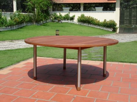 VIFAH V95 Lutani Round Table 180 cm, Wooden table is expertly kiln-dried and extremely durable for outdoor/indoor use, FSC High Density Eucalyptus (Shorea) is a hardwood growing naturally and plentifully in Asia Pacific protected forests, FSC High Density Eucalyptus (Shorea) is mold, mildew, fungi, termites, rot and decay-resistant, UPC 8935083200554 (V-95 V 95 VIFAH-95)