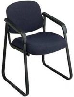 Office Star V4410 Deluxe Sled Base Arm Chair with Designer Plastic Shell Back, Thick Padded Seat and Back, Designer Plastic Shell Back, Black Finished Frame and Sled Base, 19" W x 18" D x 3.5" T Seat Size, 18.5" W x 14.5" H x 2.5" T Back Size, 20" Arms Max Inside (V-4410 V 4410) 