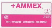Ammex V62100 +AMMEX Small Lightly Powdered Medical Vinyl Gloves, Clear, Beaded Cuff, Smooth, Latex Free, Superb Tensile Strength, Cuff Thickness 3 +/- 1 mil, Palm Thickness 4 +/- 1 mil, Finger Thickness 5 +/- 1 mil, 85 +/- 10 mm Width, 235 +/- 5 mm Length, 100 gloves per box, Box Dimensions 240 x 125 x 63 mm, UPC 697383400918 (V62-100 V62 100 V-62100 V 62100) 