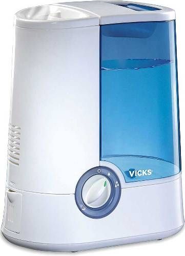 Vicks V750 Warm Mist Humidifier, 95% bacteria-free warm moisture for soothing relief of cough and congestion symptoms, Quiet operation, Two settings for ideal comfort, Night-light allows humidifier to be seen in the dark, Medicine cup for the addition of Vicks VapoSteam or Kaz Inhalant, Designed to be used with VapoPads to release soothing vapors, UPC 328785707502 (V-750 V7-50)
