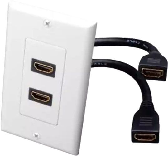 Vanco 120932X  Two Sockets Slim Line Audio/Video Faceplate; White Color; 4.75 Free Cable Pigtail Leads; Supports High Definition Resolutions 1080p, 1080i, And 720p; Ideal For Wall Mounted Flat Panel Tvs And LCD/Plasma Hdtvs; Gang Type: 1-Gang; Mount Type: Wall Mount; Ports: 2 X 19-Pin HDMI Digital Audio/Video; Dimensions 4