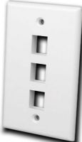 Vanco 820103 Multi-Media Keystone Wallplate, With 3 Ports; Audio, Video, and Telephone Connections on One Wall Plate; Mounts to Standard Electrical J-box or Low Voltage Mounting Bracket; Cutouts Comply with the Universal of 0.58" x 0.76" Measurements; Fully Compatible with Leviton , ICC and Allen Tel and Many More; Can Use with Almost Anything Low Voltage; Printed Polybag Packaging; Dimensions 0.3" X 2.8" X 4.3"; Weight 0.1 Lb; UPC 741835057974 (VANCO-820103 820103)  