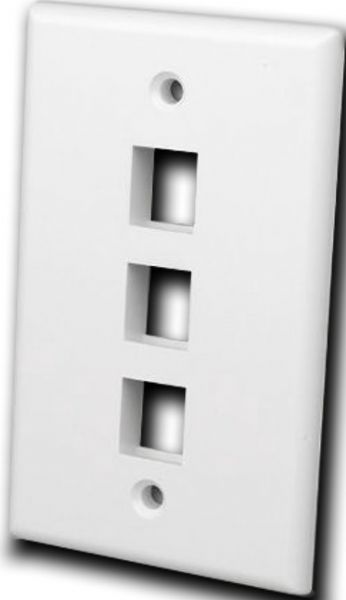 Vanco 820103 Multi-Media Keystone Wallplate, With 3 Ports; Audio, Video, and Telephone Connections on One Wall Plate; Mounts to Standard Electrical J-box or Low Voltage Mounting Bracket; Cutouts Comply with the Universal of 0.58