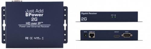 Just and Add Power VBS-HDIP-208A 2G Receiver; Stereo or Multi-channel audio supported; Built-in video wall support; 3D Support; Compliancy: HDCP & RoHS/FCC/CE; Operating Temp: 0-60 ⁰C / 32-140 ⁰F; Supported Resolutions: Up to 1080p 50/60 Hz, PC: 1920 x 1200:; Dimensions &: 148 x 30 x 127 mm, 5.8 x 1.2 x 5.0; Weight: 0.4 kg / 0.8 lb; Ports: HDMI Out, Ethernet connector, RS232 (Male DB9); Bandwidth: Up to 150 Mbps; Power Supply (included): DC5V, 2A minimum (VBSHDIP208A VBS-HDIP-208A