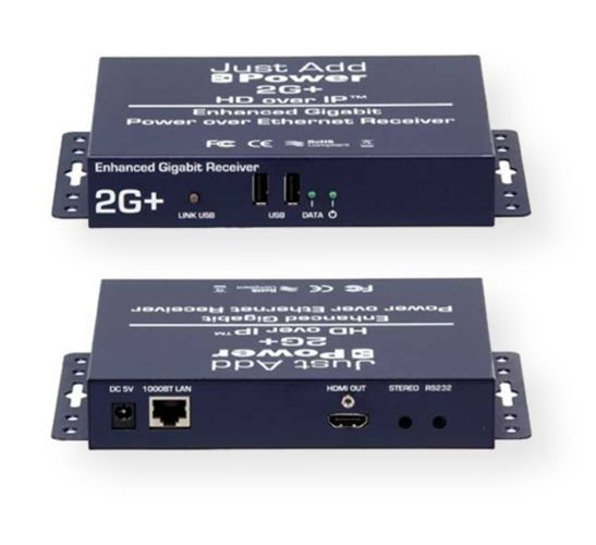 Just and Add Power VBS-HDIP-218A 2G+ Enhanced Receiver; Stereo or Multi-channel audio supported; Built-in video wall support; 3D Support; USB 2.0 over IP for KVM; Stereo audio extractor with adjustable Audio Delay (up to 170 ms); HDMI pass-through on transmitter; One-way CEC Control; Locking HDMI cables; Compliancy: HDCP & RoHS/FCC/CE; Operating Temp: 0-60 ⁰C / 32-140 ⁰F; Supported Resolutions: Up to 1080p 50/60 Hz, PC: 1920 x 1200: (VBSHDIP218A VBS-HDIP-218A)