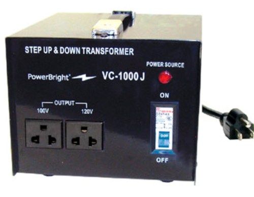 PowerBright VC-1000J Step Up And Down Japanese Transformer 1000W, Fuse protected, Heavy duty for continuous use, Power ON/OFF Switch, 7.2W x 9.9H x 6D in. Dimensions, 20.68 lbs. Weight (VC1000J VC 1000J VC-1000 VC1000 Power Bright)