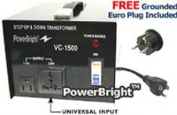 PowerBright VC-1500W Step Up & Down Voltage Transformer 220V/110V 1500W, Fuse Protected, On & Off Switch Breaker Switch, On & Off switch Breaker Switch, Fuse protected, 2 Spare Fuses Included, CE Approved, Switch BREAKER, Fuse Protected (VC1500W VC 1500W VC1500 VC-1500 VC150 VC-150 Power Bright) 