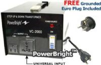 PowerBright VC-2000W Step Up & Down Voltage Transformer 2000W, Switch BREAKER, Fuse Protected, Fuse protected, 2 Spare Fuses Included, CE Approved, On & Off switch Breaker Switch (VC2000W VC 2000W VC2000 VC-2000 VC200 VC-200 Power Bright) 