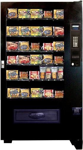 Seaga VC5700 Five-wide Refrigerated Food Vending Machine, Holds 32 selections hold 240 items such as meat/cheese/cracker packs, sandwiches and more, Oversized product bin for larger products, Removable trays with first in/first out (FIFO) product loading capability, Adjustable trays, Dual coils are standard, Health and safety features, UPC 760799682114 (VC-5700 VC 5700)