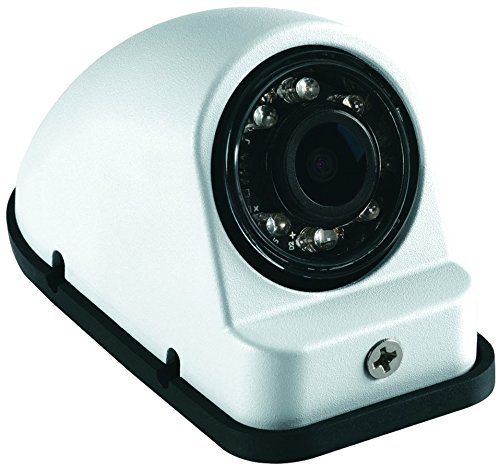 Voyager VCMS50LWT Color CMOS IR LED Camera, White Housing; For the vehicle's left side; Works with multi-camera Voyager monitors; Delivers real time images of the vehicle's surroundings that aid drivers in changing lanes, merging, and making wide turns; 1/4