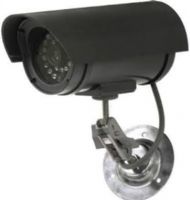 Seco-Larm VD-30BS Dummy IR Bullet Camera (Non-working IR); Incorporates a realistic camera with video/power cables (one cable) to give it an authentic look; Metal mounting bracket included; Battery-powered LED (single flashing LED); Requires 2 AA batteries (not included); Constructed of strong ABS plastic; UPC 676544009337 (VD30BS VD 30BS VD-30-BS)  