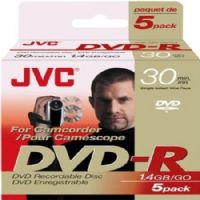 JVC VD-R14EU5 Single Sided Mini DVD-R Disc, Five pack of single sided mini DVD-R discs (non-hard coat)in jewel cases, DVD-R version 2.0, 30 minutes/1.4 GB storage capacity, Write once media but multiple recording is possilbe within data capacity if disc is not finalized (VDR14EU5 VD R14EU5 VDR-14EU5 VDR 14EU5) 