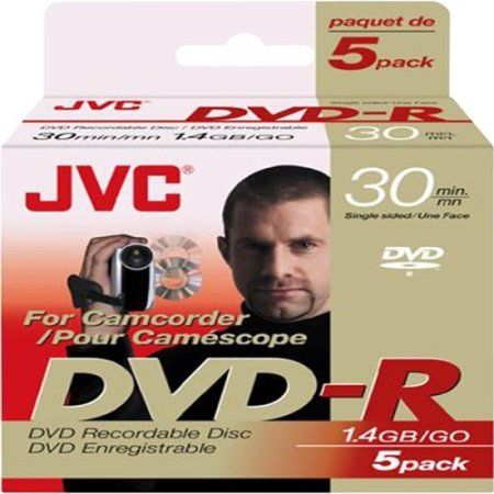 JVC VD-R14EU5 Single Sided Mini DVD-R Disc, Five pack of single sided mini DVD-R discs (non-hard coat)in jewel cases, DVD-R version 2.0, 30 minutes/1.4 GB storage capacity, Write once media but multiple recording is possilbe within data capacity if disc is not finalized (VDR14EU5 VD R14EU5 VDR-14EU5 VDR 14EU5)