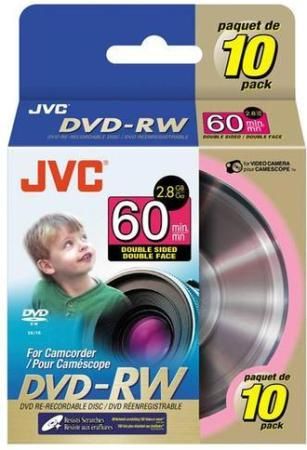 JVC VDW28G10SP Mini DVD-RW Media (Pack 10 Disc Spindle) for Camcorder, 2.8GB/60 minutes storage capacity, Rewritable DoubleSided (VDW-28G10SP VDW 28G10SP VDW28G-10SP VDW28G 10SP)