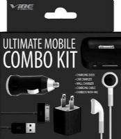 Vibe VE8555COBK Ultimate Mobile Combo Kit For use with iPhone; Energy Star Certified; Portable Design; Made in China; Includes: Charging Dock, Car Charger, Wall Charger, Charging Cable and Earbuds; UPC 822248533771 (VE-8555COBK VE 8555COBK VE8555CO-BK VE8555CO) 