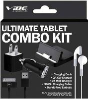 Vibe VE8660COBK Ultimate Tablet Combo Kit, Black; Fits with iPad, iPad 2 and iPad 3erd Gen; Charge Dock; 2A Car Charger; 2A Wall Charger; 30-Pin Charging Cable; Hands-Free Earbuds; UPC 822248550938 (VE-8660COBK VE 8660COBK VE8660-COBK VE8660 COBK) 
