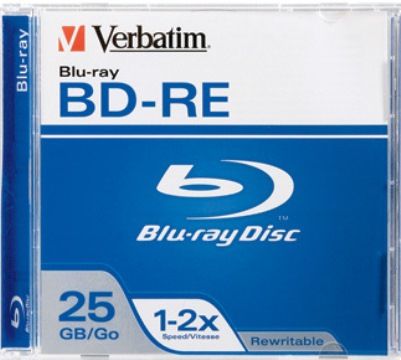 Verbatim 95358 BD-RE Rewritable Blu-Ray Blank Media with Jewel Case, 25GB Storage Capacity, 2X Max Speed Supported, Super hard coat protects data from scratches, UPC 023942953586 (VERBATIM95358 VERBATIM-95358 95-358 953-58)