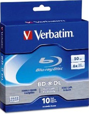 Verbatim 97335 Branded Blu-Ray BD-R Media, 120mm Form Factor, Dual Layer, 6X Maximum Write Speed, BD-R Media Formats, 10 Pack Quantity, 50GB Storage Capacity, BD-R Media Type, UPC 023942973355 (97335 VERBATIM97335 VERBATIM-97335 VERBATIM 97335)
