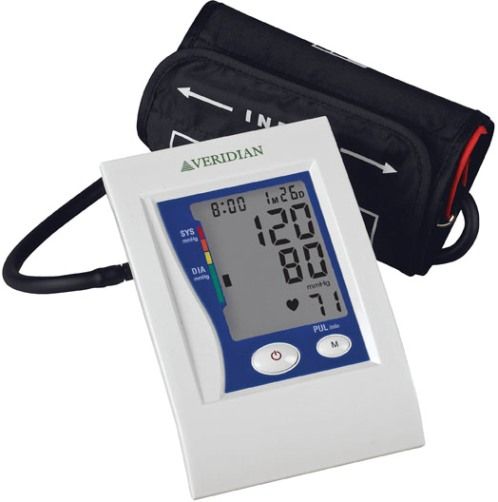 Veridian Healthcare 01-5021 Automatic Premium Digital Blood Pressure Arm Monitor, Adult, Fully automatic, one-button operation is easy to use for at-home monitoring, Clinically accurate readings, Large LCD display indicates reading progress and systolic, diastolic and pulse results simultaneously with date and time stamp, UPC 845717002707 (VERIDIAN015021 015021 01 5021 015-021)