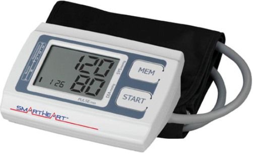 Veridian Healthcare 01-539 SmartHeart Arm Digital Blood Pressure Monitor, Adult, Fully automatic, one-button operation is easy to use for at-home monitoring, Displays systolic, diastolic and pulse readings simultaneously with date and time stamp, 2-person memory bank stores up to 120 readings, 60 readings for each user with average of last 3 readings, UPC 845717015394 (VERIDIAN01539 01539 01 539 015-39)