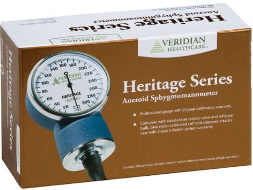 Veridian Healthcare 02-1073 Heritage Series Aneroid Sphygmomanometer, Child, Ideal for the healthcare provider who is looking for quality and affordability, Calibrated nylon cuff with standard inflation system, Contains latex, Size 4.25