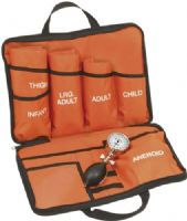 Veridian Healthcare 02-11709 Sterling Series Multi-Cuff EMS Palm-Aneroid Sphygmomanometer Kit, 3 Cuff, Orange, Designed with EMTs and paramedics in mind, Chrome-plated gauge with oversized luminescent gauge face, Each cuff includes one-tube bladder with attached quick-release screw connector, UPC 845717000338 (VERIDIAN0211709 0211709 02 11709 021-1709 0211-709 02117-09) 