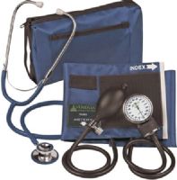 Veridian Healthcare 02-12702 ProKit Aneroid Sphygmomanometer with Dual-Head Stethoscope, Adult, Navy Blue, Standard air release valve and bulb and coordinating calibrated nylon adult cuff, Non-chill diaphragm retaining and bell ring, Aluminum dual head chestpiece, Tube length 22"; total length 30", UPC 845717000482 (VERIDIAN0212702 0212702 02 12702 021-2702 0212-702) 
