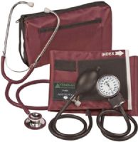 Veridian Healthcare 02-12704 ProKit Aneroid Sphygmomanometer with Dual-Head Stethoscope, Adult, Burgundy, Standard air release valve and bulb and coordinating calibrated nylon adult cuff, Non-chill diaphragm retaining and bell ring, Aluminum dual head chestpiece, Tube length 22"; total length 30", UPC 845717000505 (VERIDIAN0212704 0212704 02 12704 021-2704 0212-704) 