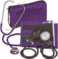 Veridian Healthcare 02-12711 ProKit Aneroid Sphygmomanometer with Dual-Head Stethoscope, Adult, Purple, Standard air release valve and bulb and coordinating calibrated nylon adult cuff, Non-chill diaphragm retaining and bell ring, Aluminum dual head chestpiece, Tube length 22"; total length 30", UPC 845717000536 (VERIDIAN0212711 0212711 02 12711 021-2711 0212-711) 