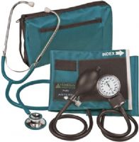Veridian Healthcare 02-12713 ProKit Aneroid Sphygmomanometer with Dual-Head Stethoscope, Adult, Teal, Standard air release valve and bulb and coordinating calibrated nylon adult cuff, Non-chill diaphragm retaining and bell ring, Aluminum dual head chestpiece, Tube length 22"; total length 30", UPC 845717000543 (VERIDIAN0212713 0212713 02 12713 021-2713 0212-713) 