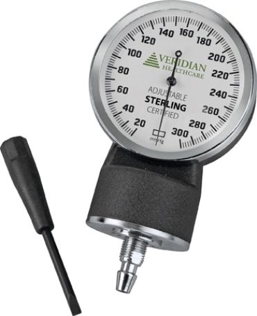 Veridian Healthcare 03-141 Replacement Sterling Gauge, Black Gauge, White Gauge Face, Adjustable For use with Sterling Series Aneroid Sphygmomanometers, UPC 845717000710 (VERIDIAN03141 03141 03 141 031-41)