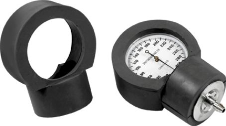 Veridian Healthcare 03-155 Black Gauge Guard, Dense rubber construction, Protects aneroid gauges from damage due to heavy use, Designed to fit most aneroid gauges, UPC 845717000796 (VERIDIAN03155 03155 03 155 031-55)