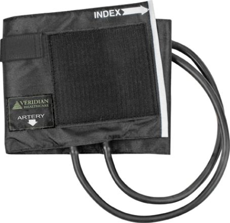 Veridian Healthcare 03-1603 Black Nylon Cuff with 2-Tube Bladder, Child For use with 2 tube sphygmomanometers, Replacement child size black nylon cuff and bladder, UPC 845717000826 (VERIDIAN031603 031603 03 1603 031-603 0316-03)