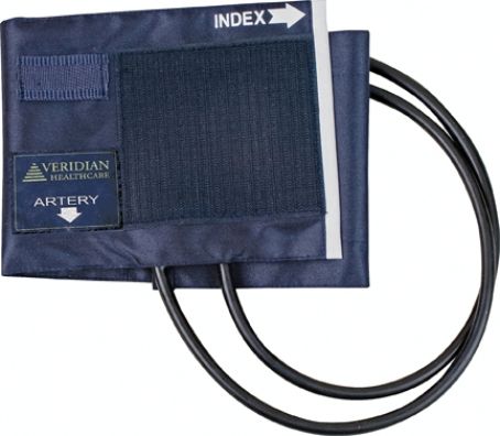 Veridian Healthcare 03-1615 Blue Nylon Cuff with 2-Tube Bladder, Thigh For use with 2 tube sphygmomanometers, Replacement thigh size black nylon cuff and bladder, UPC 845717000895 (VERIDIAN031615 031615 03 1615 031-615 0316-15)
