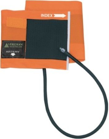 Veridian Healthcare 03-1643 Orange Nylon Cuff with 1-Tube Bladder, Child For use with 1 tube sphygmomanometers, Replacement child size orange nylon cuff and bladder, UPC 845717001144 (VERIDIAN031643 031643 03 1643 031-643 0316-43)