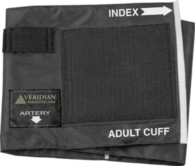 Veridian Healthcare 03-1671 Replacement Black Nylon Cuff Only, Adult For use with sphygmomanometers, UPC 845717001175 (VERIDIAN031671 031671 03 1671 031-671 0316-71)