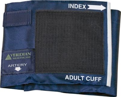Veridian Healthcare 03-1681 Replacement Blue Nylon Cuff Only, Adult For use with sphygmomanometers, UPC 845717001182 (VERIDIAN031681 031681 03 1681 031-681 0316-81)