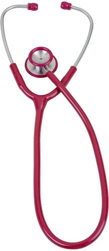 Veridian Healthcare 05-10504 Pinnacle Series Stainless Steel Adult Stethoscope, Burgundy, Deluxe cast stainless steel chestpiece and inner-spring binaural, Color-coordinated non-chill bell ring and diaphragm retaining ring provide added patient comfort, Latex-Free, Thick-walled vinyl tubing, Tube length 25