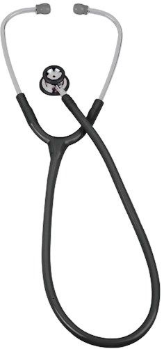 Veridian Healthcare 05-10701 Pinnacle Series Stainless Steel Infant Stethoscope, Black, Deluxe cast stainless steel chestpiece and inner-spring binaural, Color-coordinated non-chill bell ring and diaphragm retaining ring provide added patient comfort, Latex-Free, Thick-walled vinyl tubing, Tube length 25