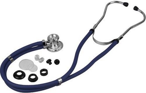 Veridian Healthcare 05-11002 Sterling Series Sprague Rappaport-Type Stethoscope, Navy Blue, Boxed, Traditional heavy-walled vinyl tubing blocks extraneous sounds, Durable, chrome-plated zinc alloy rotating chestpiece features two inner drum seals, effectively preventing audio leakage, Latex-Free, Thick-walled vinyl tubing, UPC 845717001458 (VERIDIAN0511002 0511002 05 11002 051-1002 0511-002)