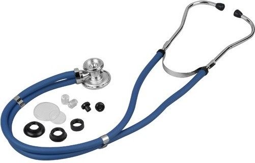 Veridian Healthcare 05-11003 Sterling Series Sprague Rappaport-Type Stethoscope, Royal Blue, Boxed, Traditional heavy-walled vinyl tubing blocks extraneous sounds, Durable, chrome-plated zinc alloy rotating chestpiece features two inner drum seals, effectively preventing audio leakage, Latex-Free, Thick-walled vinyl tubing, UPC 845717001465 (VERIDIAN0511003 0511003 05 11003 051-1003 0511-003)
