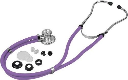 Veridian Healthcare 05-11007 Sterling Series Sprague Rappaport-Type Stethoscope, Lavender, Boxed, Traditional heavy-walled vinyl tubing blocks extraneous sounds, Durable, chrome-plated zinc alloy rotating chestpiece features two inner drum seals, effectively preventing audio leakage, Latex-Free, Thick-walled vinyl tubing, UPC 845717001502 (VERIDIAN0511007 0511007 05 11007 051-1007 0511-007)