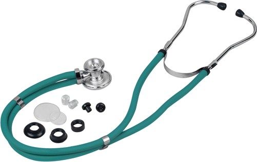 Veridian Healthcare 05-11013 Sterling Series Sprague Rappaport-Type Stethoscope, Teal, Boxed, Traditional heavy-walled vinyl tubing blocks extraneous sounds, Durable, chrome-plated zinc alloy rotating chestpiece features two inner drum seals, effectively preventing audio leakage, Latex-Free, Thick-walled vinyl tubing, UPC 845717001557 (VERIDIAN0511013 0511013 05 11013 051-1013 0511-013)