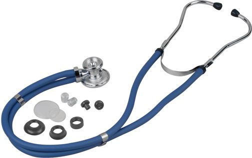 Veridian Healthcare 05-11103 Sterling Series Sprague Rappaport-Type Stethoscope, Royal Blue, Slider Pack, Traditional heavy-walled vinyl tubing blocks extraneous sounds, Durable, chrome-plated zinc alloy rotating chestpiece features two inner drum seals, effectively preventing audio leakage, Latex-Free, Thick-walled vinyl tubing, UPC 845717001595 (VERIDIAN0511103 0511103 05 11103 051-1103 0511-103)