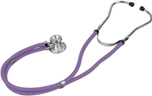 Veridian Healthcare 05-11107 Sterling Series Sprague Rappaport-Type Stethoscope, Lavender, Slider Pack, Traditional heavy-walled vinyl tubing blocks extraneous sounds, Durable, chrome-plated zinc alloy rotating chestpiece features two inner drum seals, effectively preventing audio leakage, Latex-Free, Thick-walled vinyl tubing, UPC 845717001632 (VERIDIAN0511107 0511107 05 11107 051-1107 0511-107)