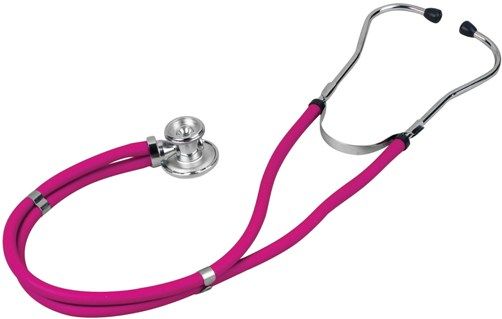 Veridian Healthcare 05-11108 Sterling Series Sprague Rappaport-Type Stethoscope, Magenta, Slider Pack, Traditional heavy-walled vinyl tubing blocks extraneous sounds, Durable, chrome-plated zinc alloy rotating chestpiece features two inner drum seals, effectively preventing audio leakage, Latex-Free, Thick-walled vinyl tubing, UPC 845717001649 (VERIDIAN0511108 0511108 05 11108 051-1108 0511-108)